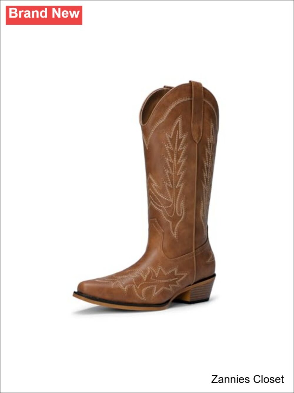 ✨DREAM PAIRS Women's Cowboy Cowgirl Western Mid Calf Faux Leather Boots